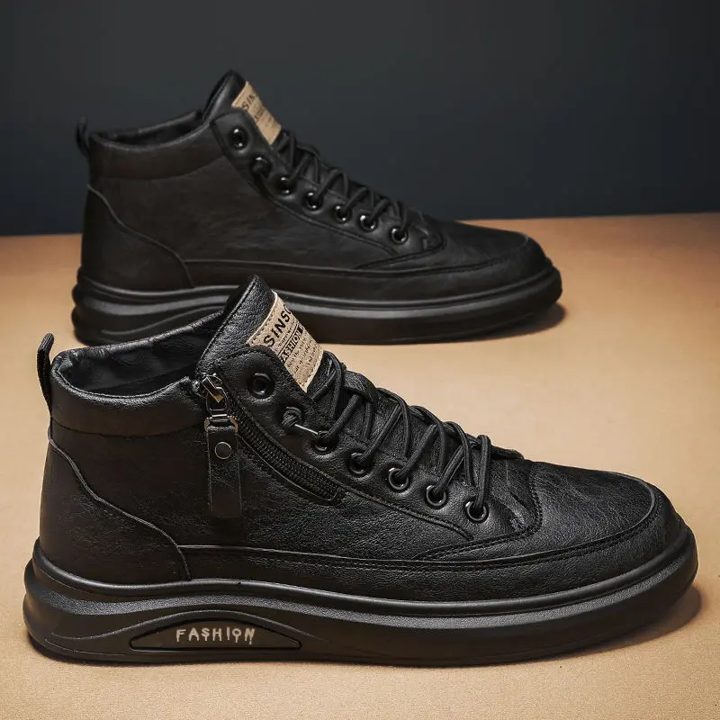 Kasut Lelaki, Musim Sejuk, Kerja dan Keselamatan Buruh, Dilapisi Bulu, Hangat, Sesuai untuk Dapur dan Meluncur, Musim Luruh dan Musim Sejuk, Kalis Air, Serba guna, Kasut Kulit Kasual, Tidak Licin Boots Shoes