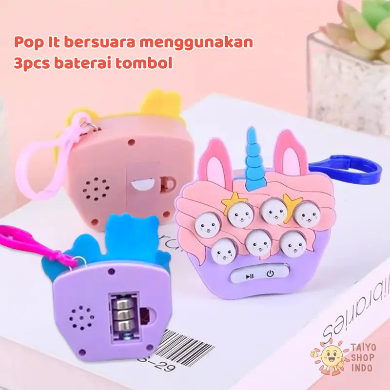 TAIYO Quick Push Game Pop It Elektronik Mini Karakter Gantungan LED Elektrik Stress Release Fidget 3