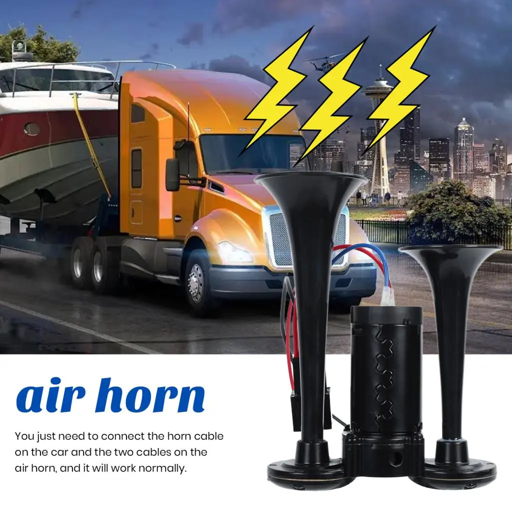 Peoincin Loud Air Horn Speaker Powerful Dual Electric Air Horns Kit for Cars  Suvs Easy Install Waterproof  Rustproof Loud Sound Compressor Included