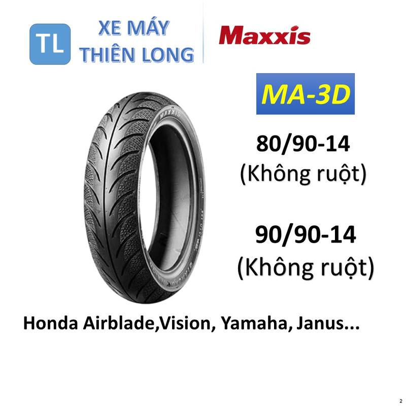  2. Vỏ Maxxis gai kim cương 3D không ruột 80 90-14 MA-3D & 90 90-14 MA-3D lắp cho Vario 125 Click 125i AirBlade 110 Air Blade 125 Vision 110 Genio 110 Address 125 