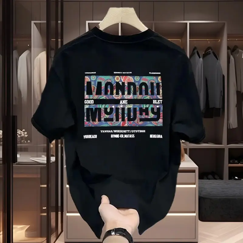 Trendy brand digital printed men's short sleeved T-shirt, new summer hot item, trendy casual fashion, plus size round neck T-shirt