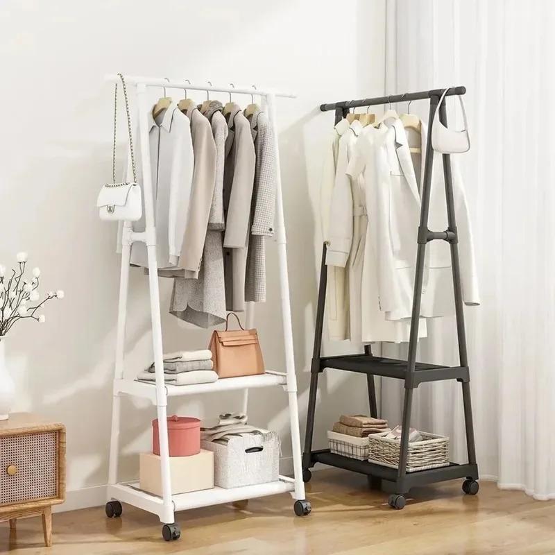 Floor-Standing Coat Rack Triangle Pulley Clothes Racks with Wheels ...