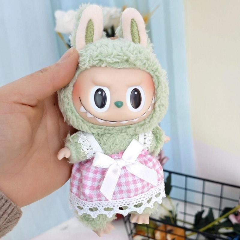 Quần áo búp bê Epeaa labubu, Phụ kiện búp bê Thủ Công thời gian để thư giãn đầy Labu, Quà tặng cos bền, váy lưới kim sa nơ, Thích hợp cho búp bê Labu 17 cm Toy Đồ Chơi 3