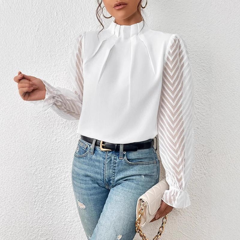 Chiffon Lotus leaf sleeve Off Shoulder Patchwork Blouses Chiffon Lotus leaf sleeve Off Shoulder Patchwork Blouses