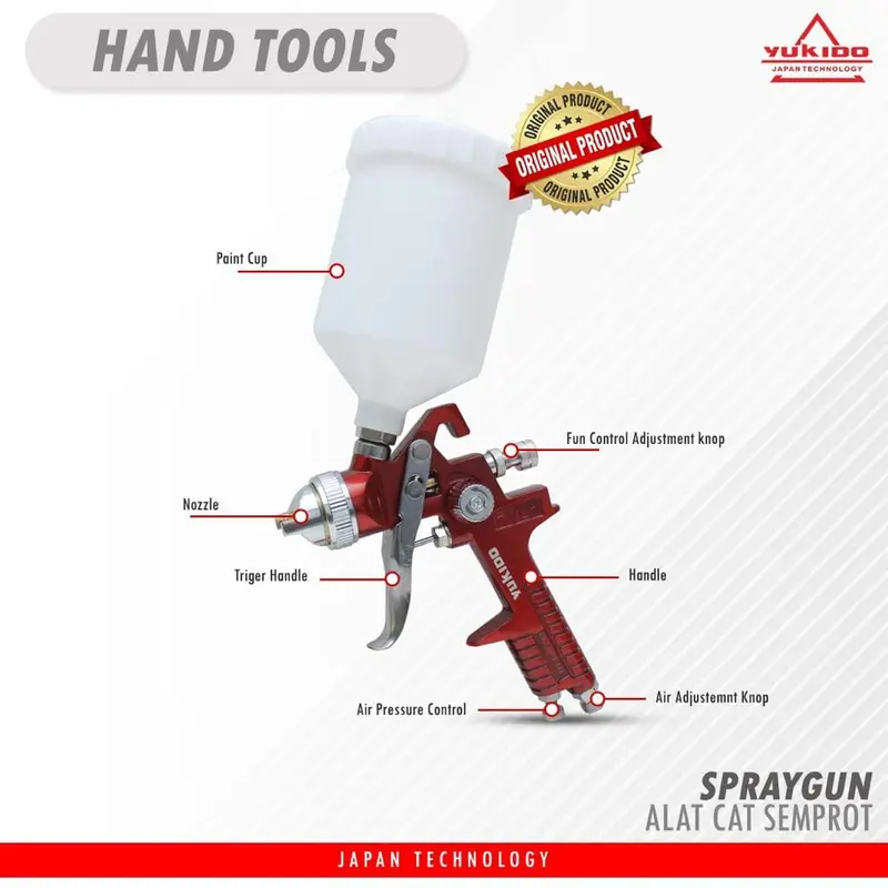 YUKIDO PROFESSIONAL SPRAY GUN NOZZLE HVLP H-827 - AB-827FW 1