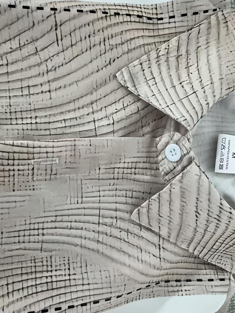 Product Introduction of Áo Sơ Mi Nam Họa Tiết Sọc ngắn Tay Áo, Áo Sơ Mi Có Ve Áo, Phong Cách Thường Ngày Cài Nút, Thích Hợp Mặc Hàng Ngày Và Resort Mùa Hè Menswear 6