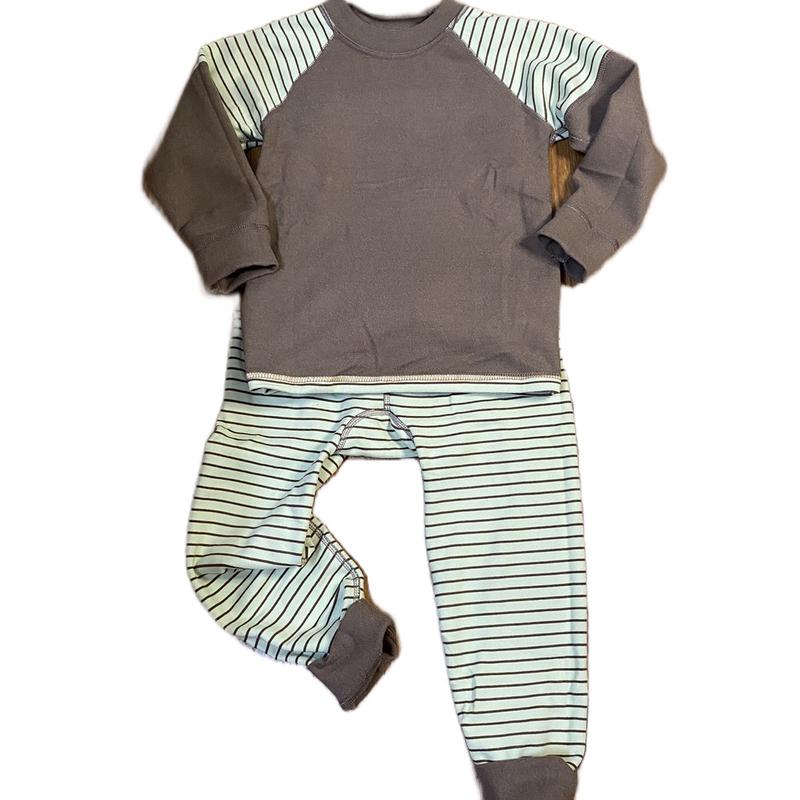 [Hân Hân Kids] Bộ quần áo dài tay nỉ kẻ ngang dài tay cho bé trai, bé gái, có thể mặc 2 mặt, size 90 - 120 3