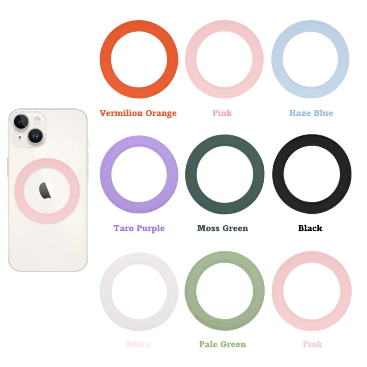 24 colors of new magnetic cup accessories for mobile phones with wireless charging brackets attached to the back, magnetic rings for magnetic charging, and mobile phone accessories