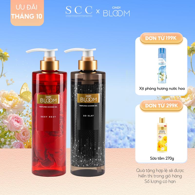 [Quà tặng 20.10] [LIVESTREAM] Combo Sữa tắm nước hoa CINDY BLOOM Sexy Rexy Quyến rũ & So Slay Thu hút 640g/chai - Dưỡng ẩm & Giảm thâm sạm - Công thức gel độc đáoQuà tặng bạn gái Quatangbangai