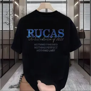Baju Kaos Pria  RUCAS Keren Lengan Pendek Longgar Oversize Kasual Katun Cotton Murni 100% Desain Atasan