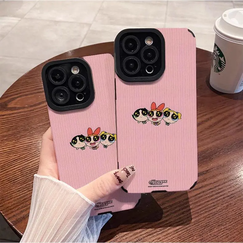 For Apple 14Promax Powerpuff Girls 15 13Pro Vertical Soft 12 XSMAX Cute case Accessories Smartphone Phonecase Cellphone Cover Screen Protector Protection Protective Casing Shockproof