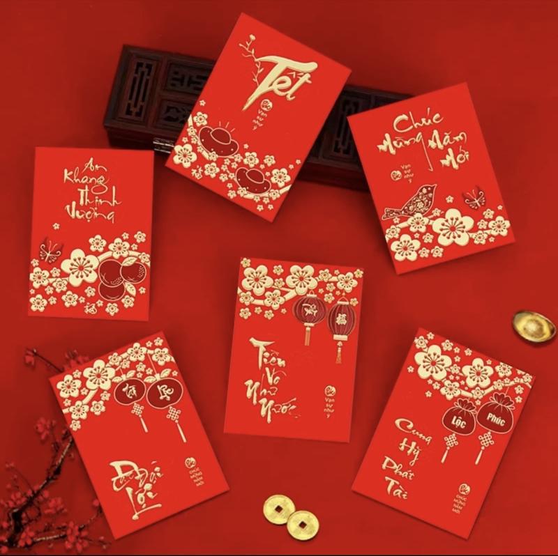 Product Introduction of ￼Combo 30 cái bao lì xì mini 8x11 giấy nhung đỏ truyền thống in nổi mix ngẫu nhiên 30