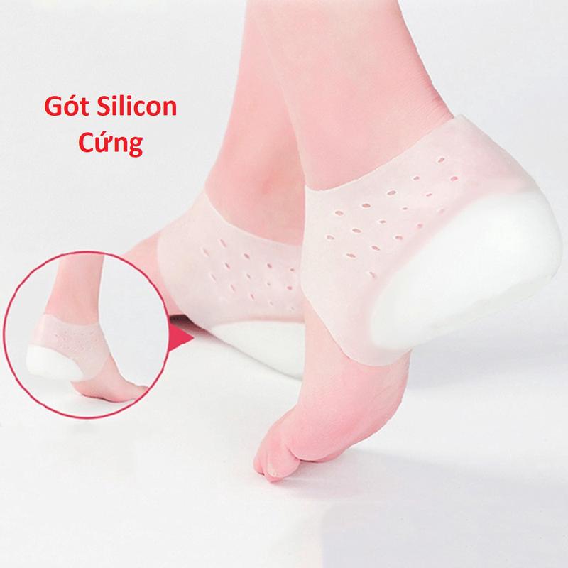 Bộ 02 Miếng Lót Giày Tăng Chiều Cao Loại Có Đệm khí Vớ Silicon Đệm Gót Chân Tăng Chiều Cao 2Cm - 3Cm