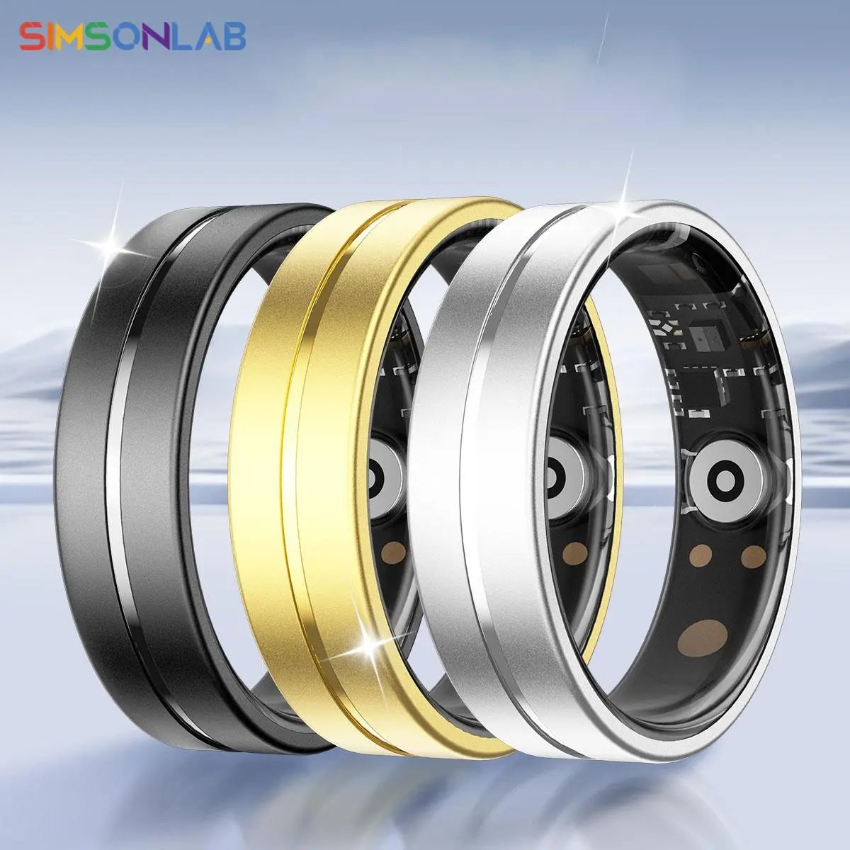 SIMSONLAB Smart Ring, 1 Count Fashionable Pedometer for Steps, Fitness Tracker, IP68 Waterproof Ring with BT Connection for Android & iOS, Stylish Stainless Steel Ring