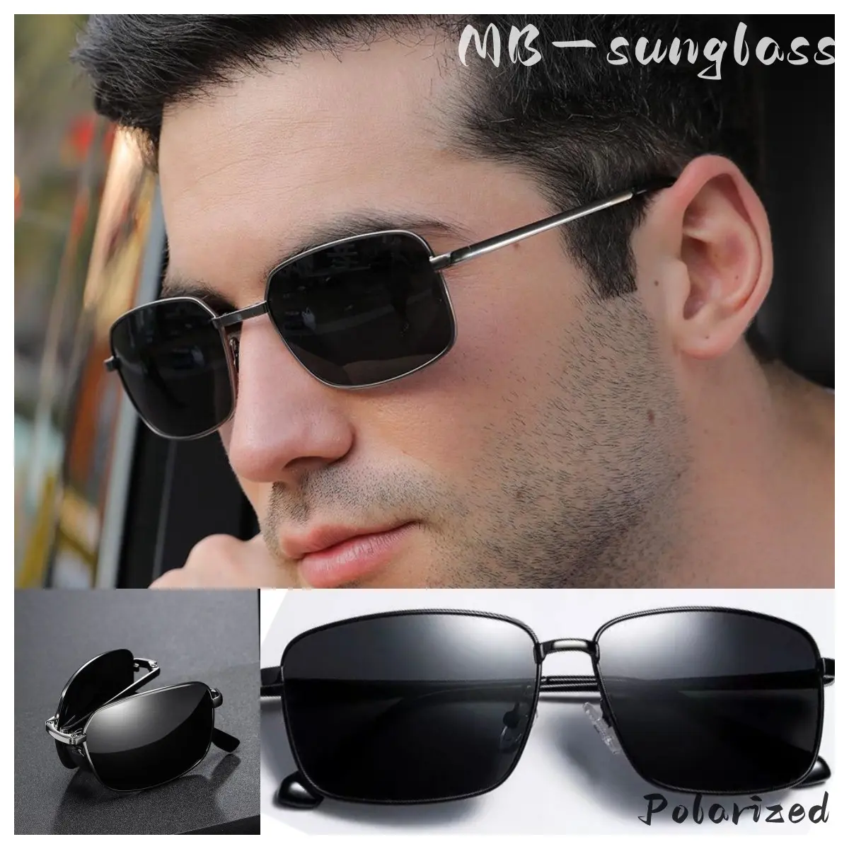Explosive metal folding sunglasses men's fashion advanced sense sun protection radiation sunglasses