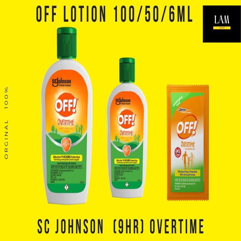 Off Overtime Lotion 100ml / 50ml / 6ml Insect Repellent off lotion ...