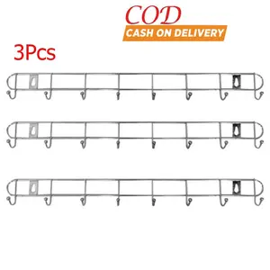 Paket 3 Pcs Kapstock Gantungan Baju 8 Kait Stainless Steel Tempel Dinding Pintu - Hanger Baju Handuk Kamar Mandi - 3 unit