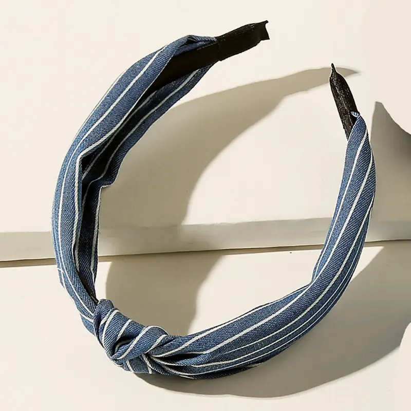 3pcs Denim Striped Dot Headband Women's Fashion Simple Blue Hair Accessories 6
