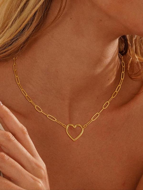 Women's Elegant Heart Design Pendant Necklace, Exquisite Trendy Pendant Necklace, Chic Jewelry As Gift for Girlfriend 4