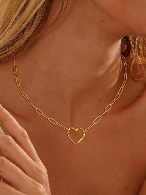 Women's Elegant Heart Design Pendant Necklace, Exquisite Trendy Pendant Necklace, Chic Jewelry As Gift for Girlfriend 4