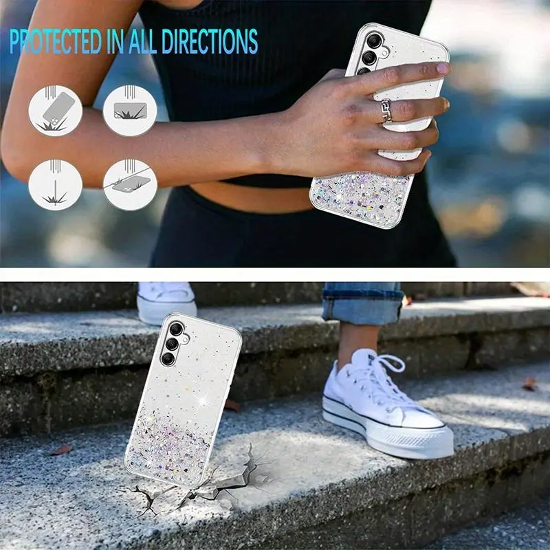 Glitter Phone Case, Clear Glitter Phone Cases for Samsung Galaxy S25 Ultra S24 S23 S22 S21 S20 Plus Ultra S24FE, Phone Accessories, Protector, Cover, Protective, for Cellphone 5