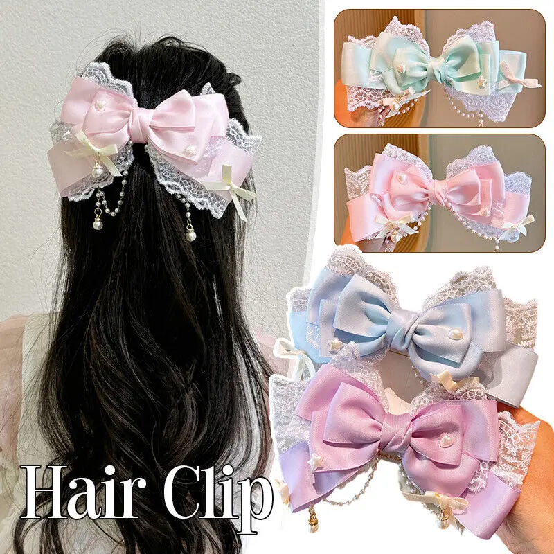 Kẹp Tóc Ren Nơ Lolita, Mũ Đội Đầu, Phụ Kiện Đội Đầu Hóa Trang, Phụ Kiện Tóc Nữ, Hàng Mới Về