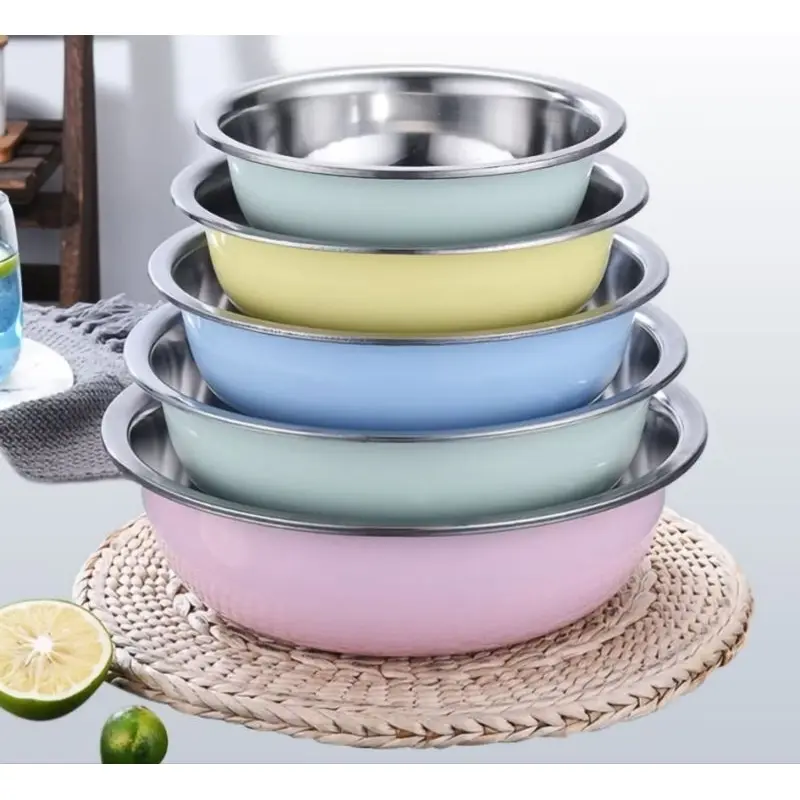 Paket Baskom Stainless 5 Warna / Baskom Panci Sayur multifungsi Stainless Anti Karat Steel Wadah