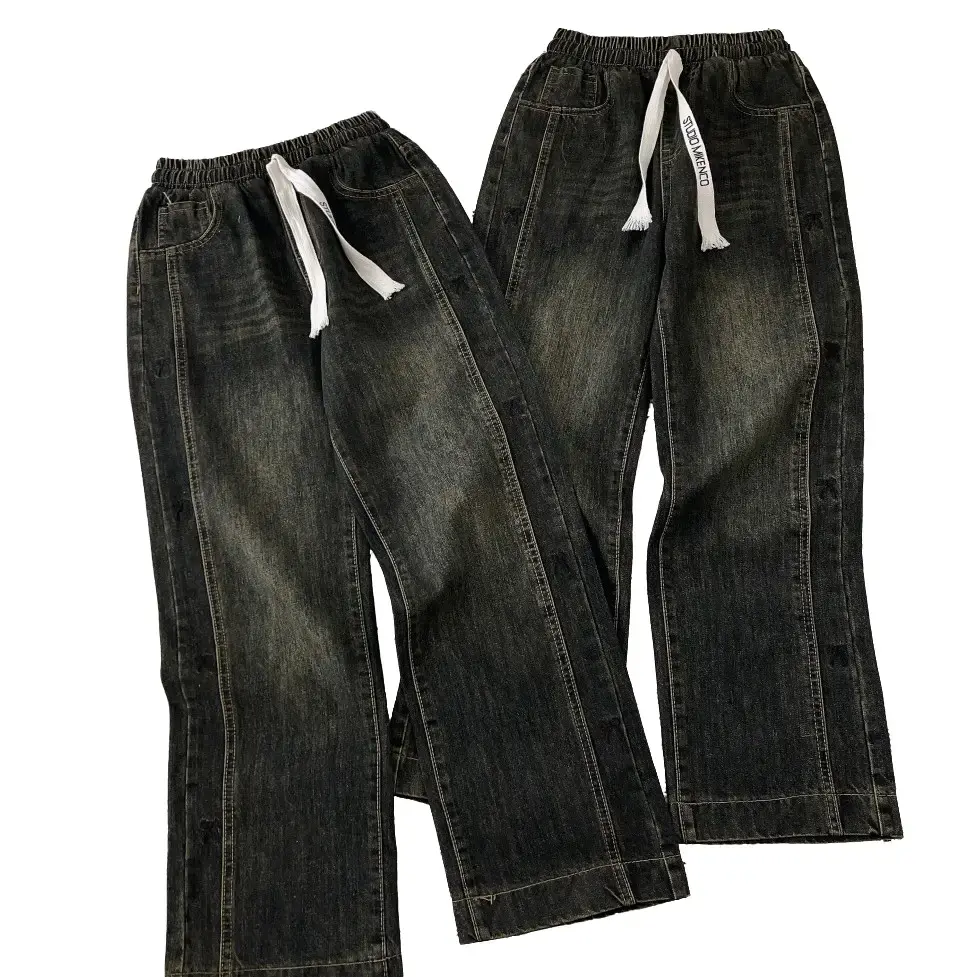 Quần xuông dài ống rộng cạp chun  thêu nơ Nữ Women Pants Kem Ong Jean Nhung