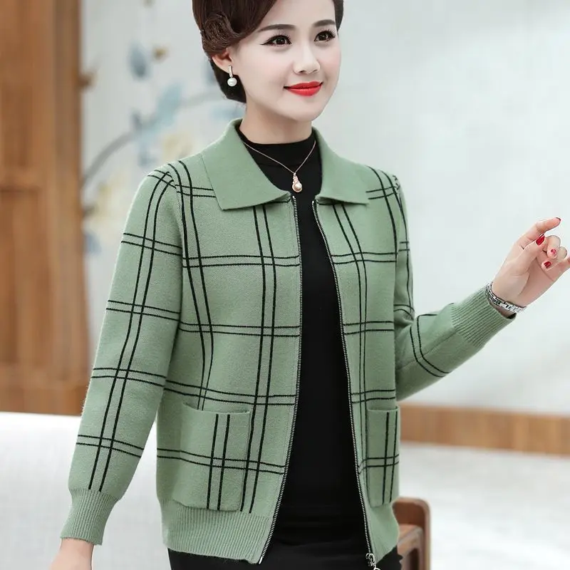 Bộ Áo Khoác Ngoài Cho Mẹ TRUNG NIÊN, Hàng Mới Về Mùa Xuân Và Mùa Thu, Phong Cách Phương Tây, Áo Cardigan Quý Phái, Có Khóa Kéo, Bó Sát, Thích Hợp Cho Phụ Nữ Trung Người Già Và Cao Tuổi, 2025 Jacket Top Women