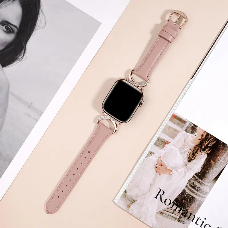 Fashionable Faux Leather Watch Band (Band Only), 1 Count C-shaped Buckle Watch Band for Apple Watch Series 10/9/SE/8/7/6/5/4/3/2/1, Smart Watch Accessories, Wearable, Smartwatch Strap 7