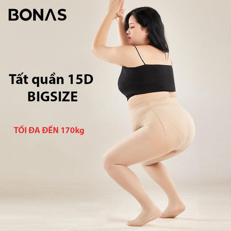 Tất quần 15D BIGSIZE màu đen và da thon gọn dáng che khuyết điểm chính hãng BONAS T-016