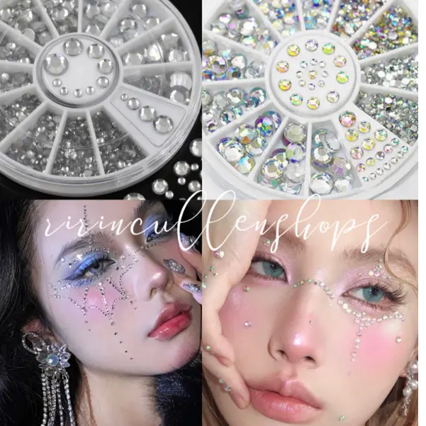 manik rhinestone makeup manik muka Wajah resin manik
