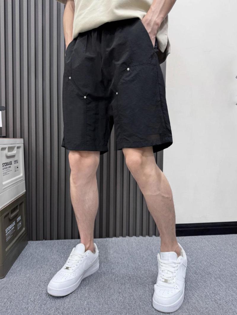 Product Introduction of Men's Solid Color Flap Pocket Cargo Shorts, Loose Casual Comfy Straight Leg Shorts for Summer, Men's Bottoms for Daily Wear 1