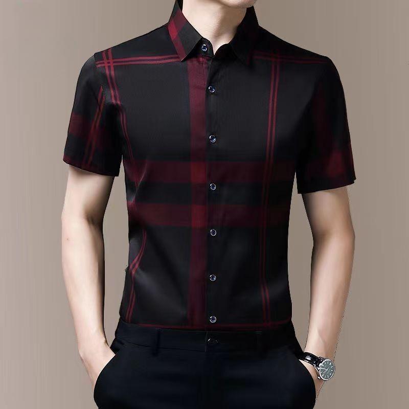 Áo Sơ Mi ngắn Tay Lụa Lạnh Mùa Hè, Dành Cho Nam Giới, Trẻ Trung Và Trung Niên, Công Sở Và Đi Chơi, Không Sắt, Áo Sơ Mi Nam, [Flying We], Hàng Mới Về