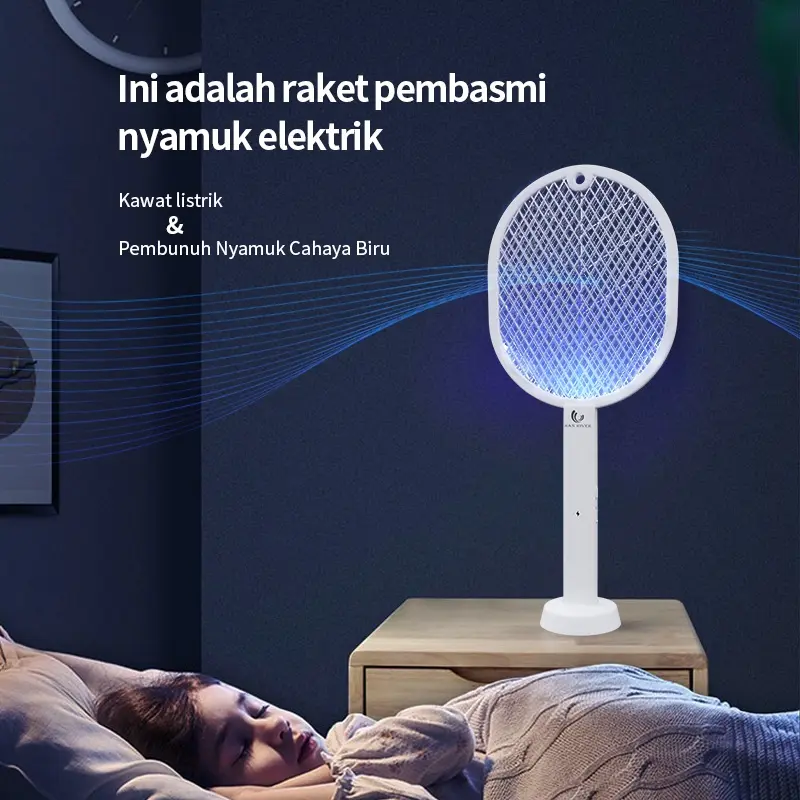 【COD】Homelix Raket nyamuk 3 in 1 Mosquito killer HRDWP01WT putih Baterai Listrik Kabel 2