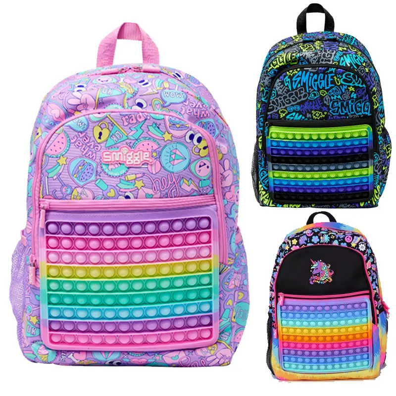Australian Smiggle Decompression Bubble Schoolbag Children's Large Capacity Backpack Primary and Secondary School Students Outdoor Leisure Bag