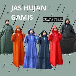 Jas Hujan syari  Gamis HIJAS Wanita Muslimah Parasut balon Kuat dan Tebal Anti Rembes  - Zipper & Non Zipper
