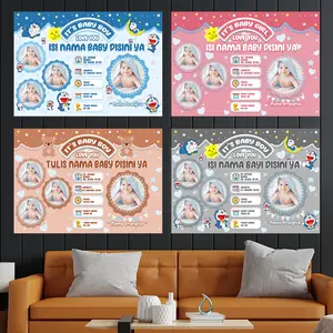 Size Jumbo Custom hiasan dinding biodata bayi design aestetik unik klasik modern Dipasang di Dinding Kayu