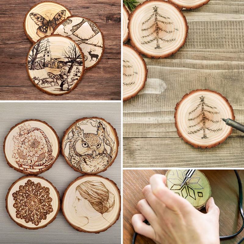 Natural Wood Slices with Bark (20pcs), DIY Wood Craft Kit, Wooden Craft for Home, Office, Wedding, Party 4