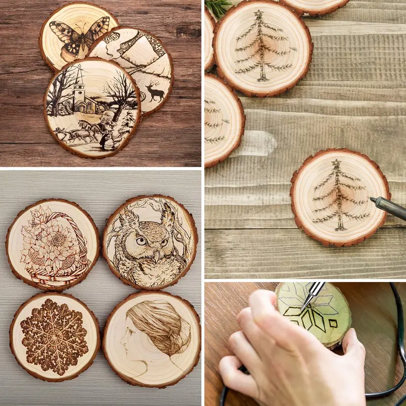Natural Wood Slices with Bark (20pcs), DIY Wood Craft Kit, Wooden Craft for Home, Office, Wedding, Party 4