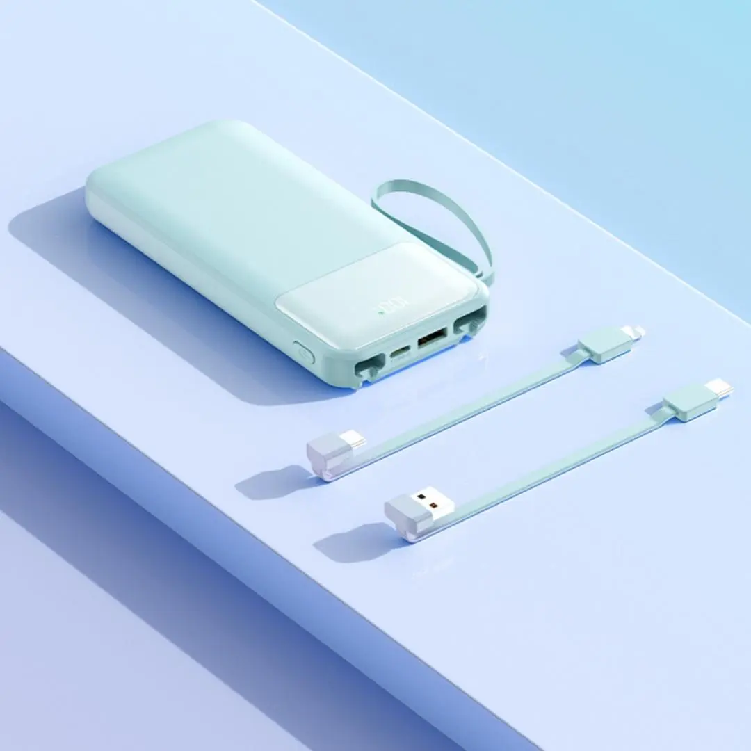 10000mAh Power Bank, 1 Count 22.5W Super Fast Charging Power Bank with 2 Built in Cables, Portable Charger for iPhone 16/15/14/13 Samsung Android Huawei