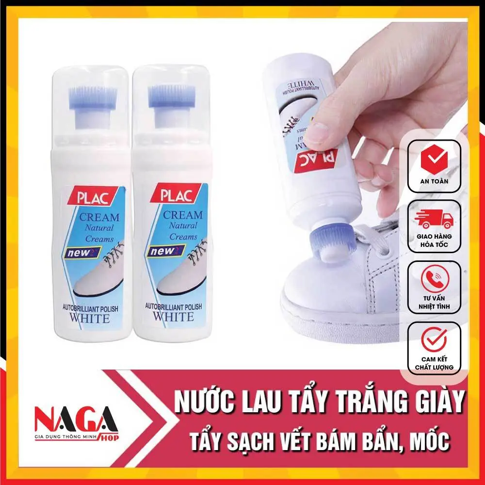 Chai Xịt Tẩy Trắng Giày Thể Thao, Dép, Túi Xách Plac, Nước Lau Sạch Giày Plac - Kèm Đầu Chùi Tiện Dụng