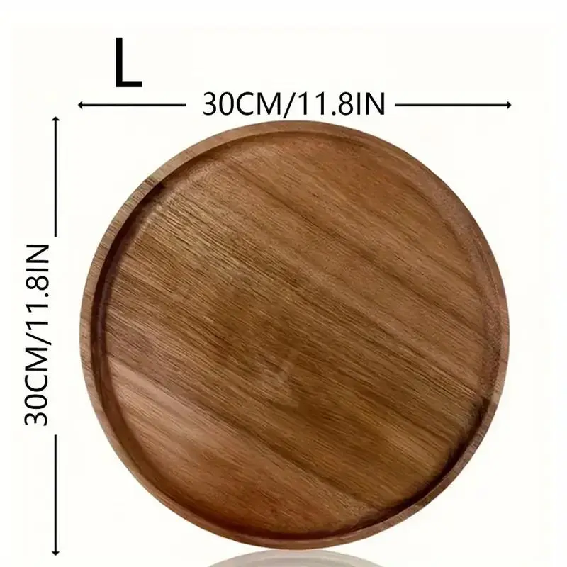 Round Wooden Tray, 1 Count Serving Tray, Fruit Tray, Snack Tray, Breakfast Tray, Table Decor, Home Decor, Kitchen Supplies, Coasters 1