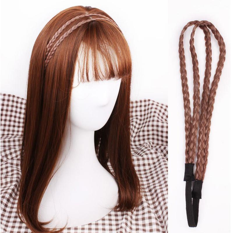 Product Introduction of Pop Elastic Twist Headband Headwear Head hoop 4 colors Double Braided Wig Headband Braided Hair Band Synthetic Wig 8