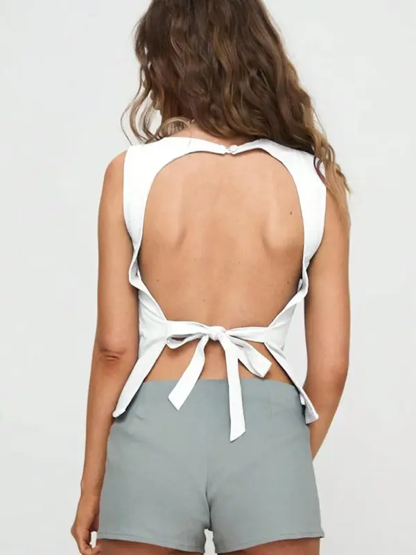 Women's Solid Color  Tank Top, Casual Sleeveless Top for Summer, Women's Clothing for Daily Wear 1