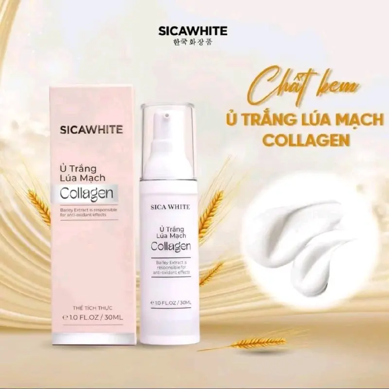 .Ủ Trắng lúa mạch Collagen ( 30ml) Sica White - mặt nạ hỗ trợ làm trắng da- hỗ trợ chăm sóc da ngâm đen Skincare Cosmetics mask phục hồi da tranexamic acid đủ vị làm dịu 0