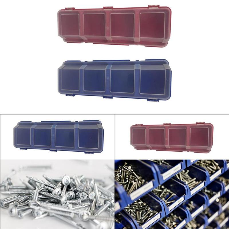 Hardware Organizer Box Small Parts Organizer with Lid 4 Compartments Tool Box for Screws Nuts Nails Accessories Garage Tools 4