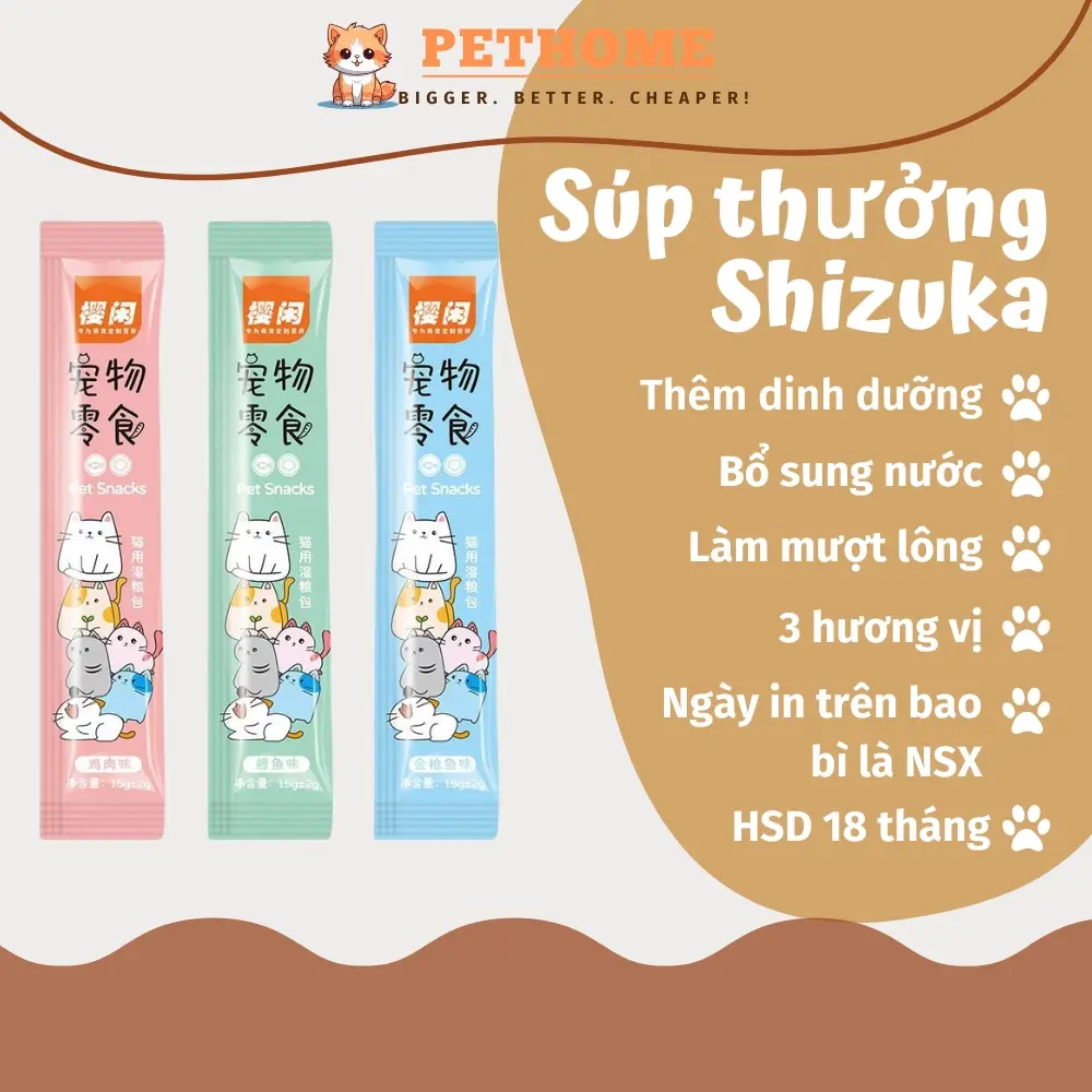 Súp Thưởng Cho Mèo Shizuka Thanh 15g, Súp Thưởng Mèo