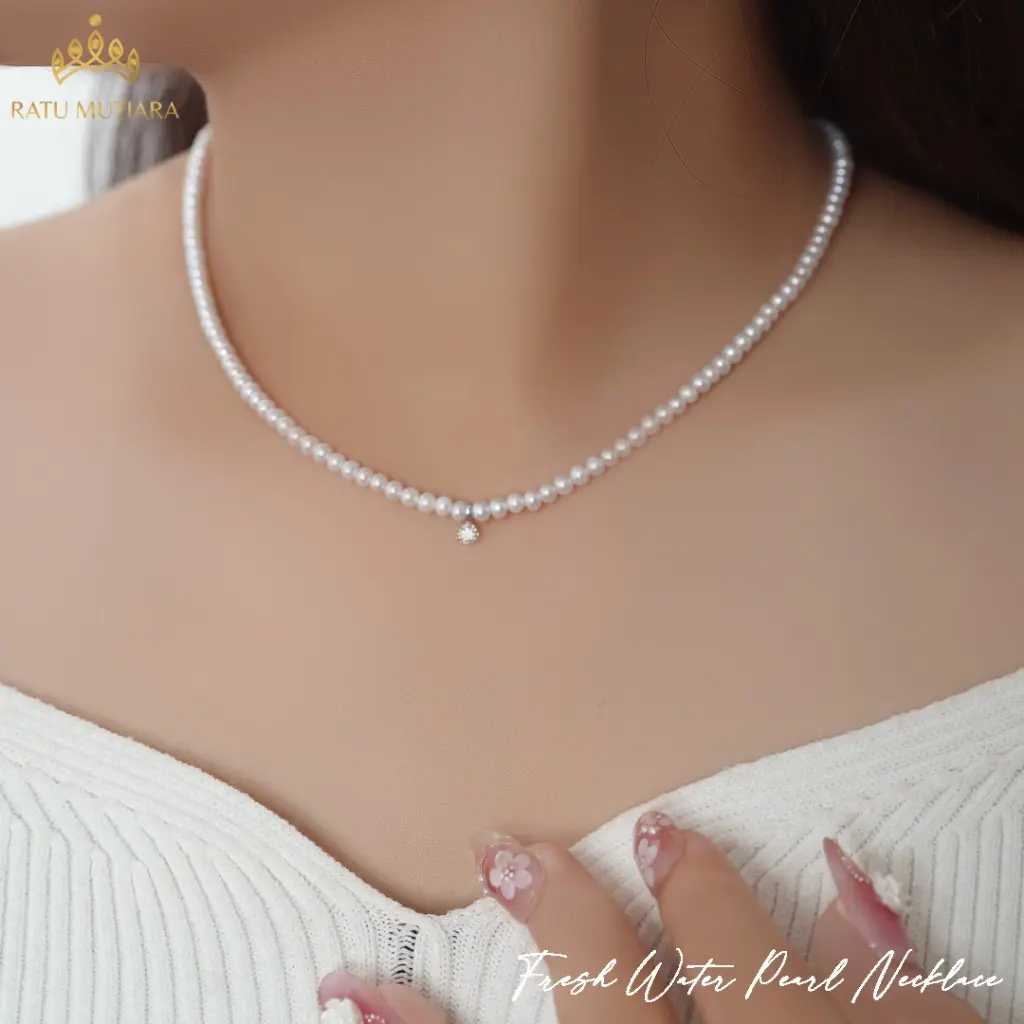 Kalung Mutiara Air Tawar Liontin Silver S925