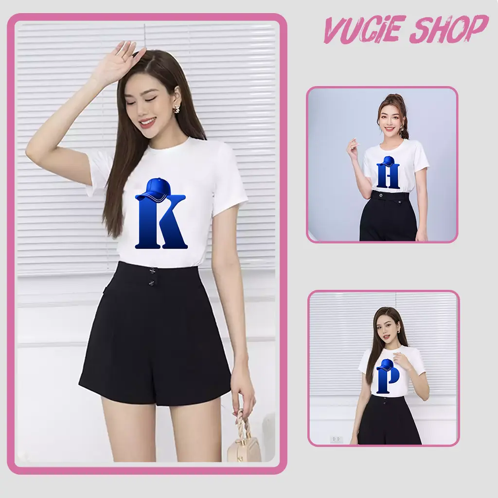 Áo thun nữ tay ngắn-Cổ Tròn-Màu Trắng-Áo thun cotton cao cấp thoán mát mềm mại Top Women Voi